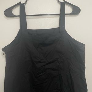 Eileen’s Fisher Black organic cotton stretch poplin dress side zipper pockets